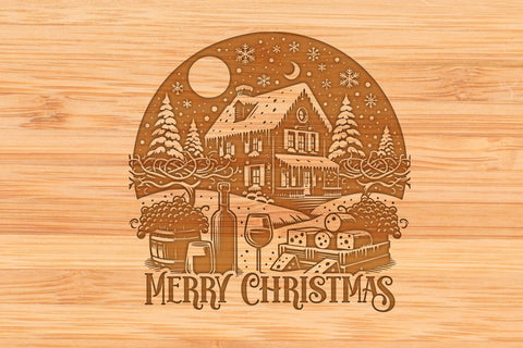 Christmas House Cutting Board SVG DXF PNG JPG SVG CraftySVGStudio 