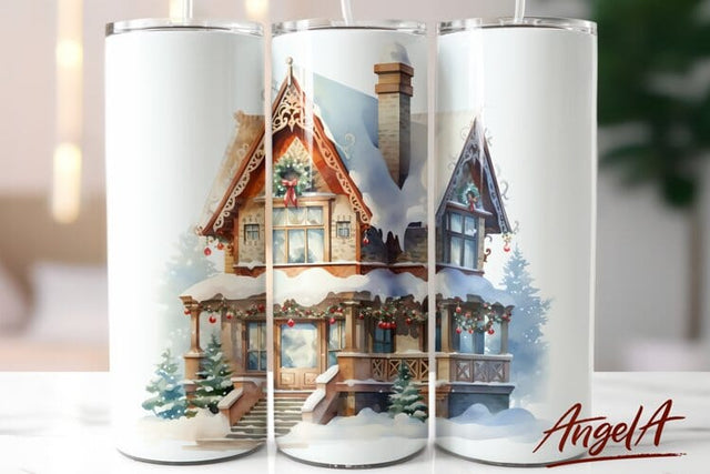 Christmas house sublimation / Christmas tumbler wrap Sublimation Angelina Semenova 