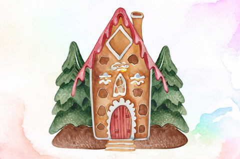 Christmas House Watercolor Clipart Sublimation designartist 