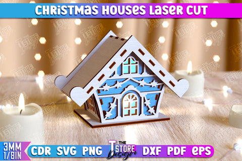 Christmas Houses Bundle | DIY | Christmas Tree Toy | Santas House | Christmas Village | CNC Files SVG The T Store Design 