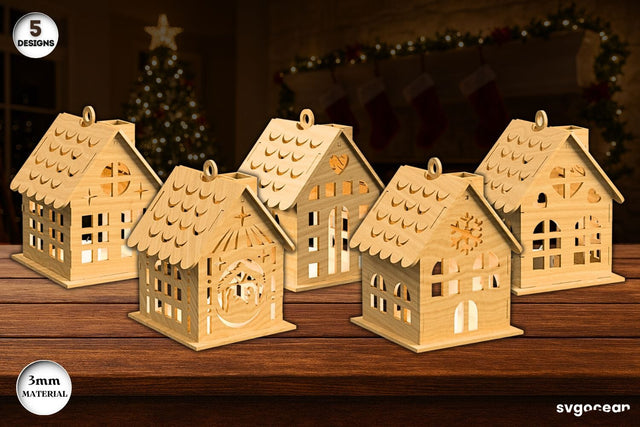 Christmas Houses Candle Holder Bundle SVG SvgOcean 