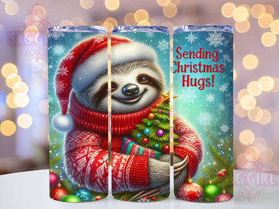 Christmas Hugs Sloth Tumbler Wrap, Sloth Tumbler, Christmas Hugs, 20oz Tumbler Wrap, Sublimation Design, Holiday Drinkware, Cute Christmas Gift, Animal Lover Gift Sublimation SvggirlplusArt 