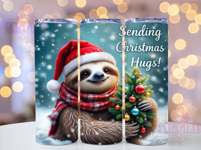 Christmas Hugs Sloth Tumbler Wrap, Sloth Tumbler, Christmas Hugs, 20oz Tumbler Wrap, Sublimation Design, Holiday Drinkware, Cute Christmas Gift, Animal Lover Gift Sublimation SvggirlplusArt 