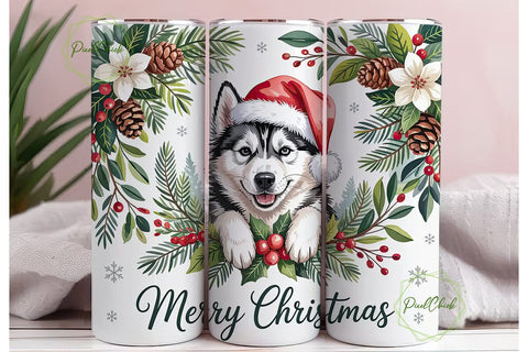 Christmas Husky 20oz Tumbler Wrap Sublimation PixelChick 