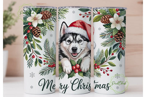 Christmas Husky 20oz Tumbler Wrap Sublimation PixelChick 