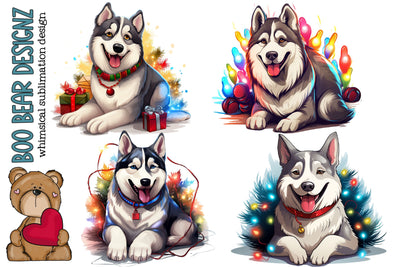 Christmas Husky Clipart Sublimation Boo Bear Designz 