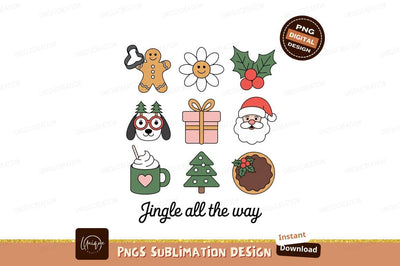 Christmas icons festive holiday characters gingerbread Sublimation Designangry 