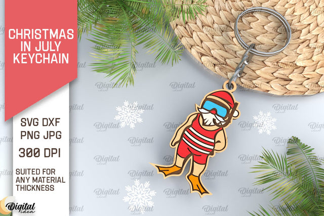 Christmas In July Keychain Laser Cut. Summer Christmas SVG SVG Evgenyia Guschina 