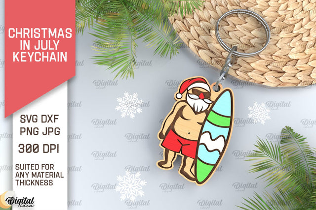 Christmas In July Keychain Laser Cut. Summer Christmas SVG SVG Evgenyia Guschina 