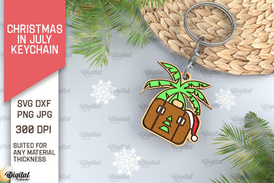 Christmas In July Keychain Laser Cut. Summer Christmas SVG SVG Evgenyia Guschina 