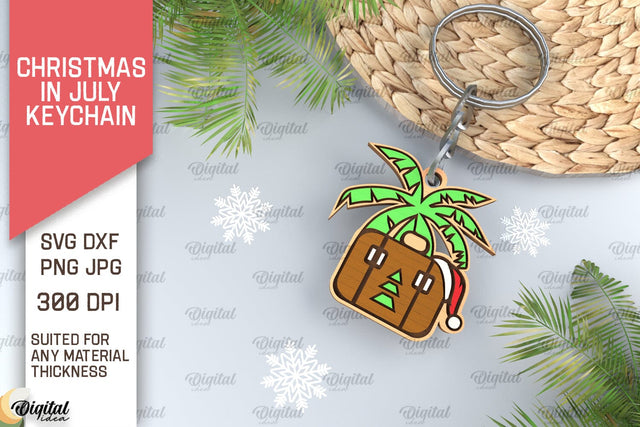 Christmas In July Keychain Laser Cut. Summer Christmas SVG SVG Evgenyia Guschina 