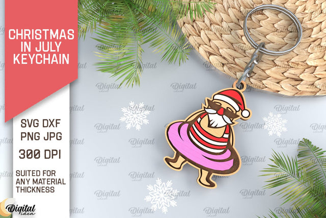 Christmas In July Keychain Laser Cut. Summer Christmas SVG SVG Evgenyia Guschina 