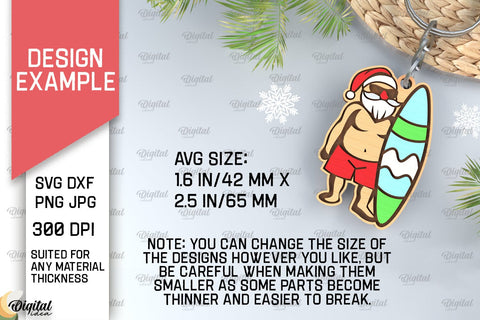 Christmas In July Keychain Laser Cut. Summer Christmas SVG SVG Evgenyia Guschina 