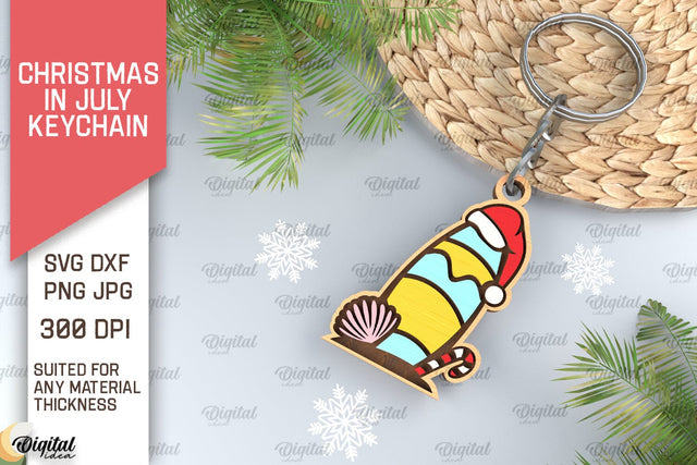 Christmas In July Keychain Laser Cut. Summer Christmas SVG SVG Evgenyia Guschina 