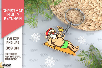 Christmas In July Keychain Laser Cut. Summer Christmas SVG SVG Evgenyia Guschina 