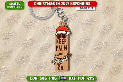 Christmas in July Keychain Laser Cut | Summer Design | Summer Christmas | CNC File SVG The T Store Design 