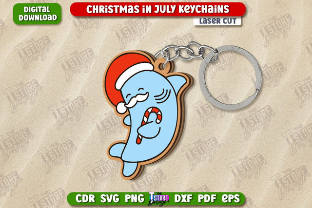 Christmas in July Keychain Laser Cut | Summer Design | Summer Christmas | CNC File SVG The T Store Design 