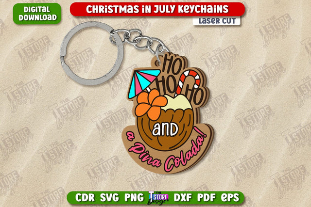 Christmas in July Keychain Laser Cut | Summer Design | Summer Christmas | CNC File SVG The T Store Design 