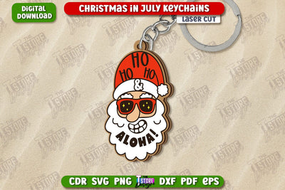 Christmas in July Keychain Laser Cut | Summer Design | Summer Christmas | CNC File SVG The T Store Design 