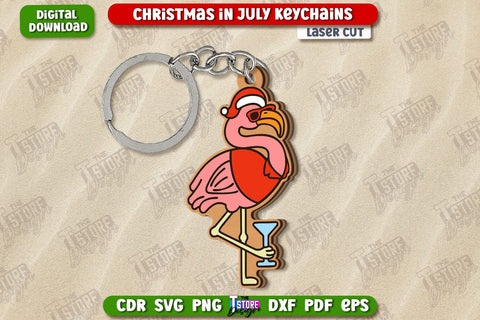 Christmas in July Keychains Laser Cut Bundle | Summer Design | Summer Christmas | CNC File SVG The T Store Design 