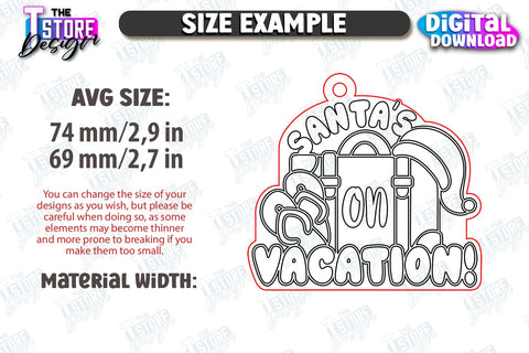 Christmas in July Keychains Laser Cut Bundle | Summer Design | Summer Christmas | CNC File SVG The T Store Design 