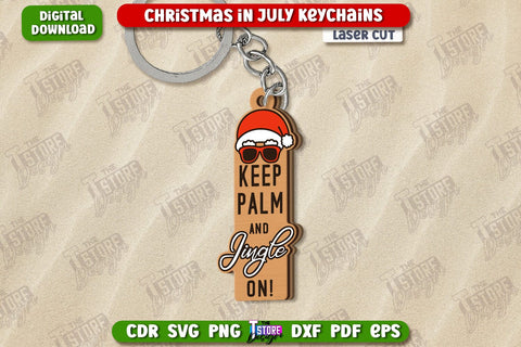 Christmas in July Keychains Laser Cut Bundle | Summer Design | Summer Christmas | CNC File SVG The T Store Design 