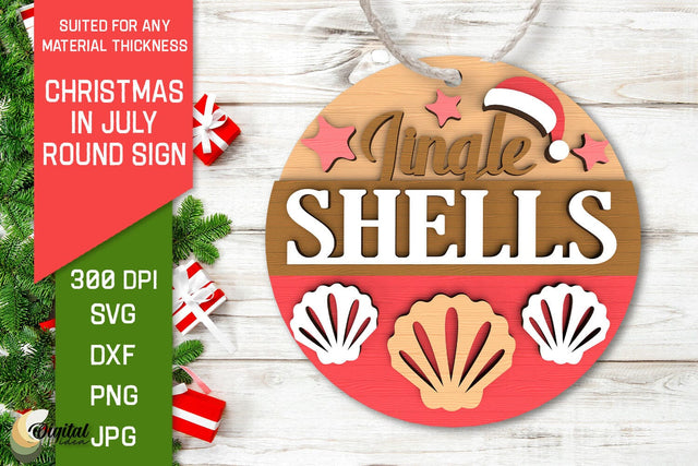 Christmas In July Round Sign Laser Cut. Christmas In July SVG SVG Evgenyia Guschina 