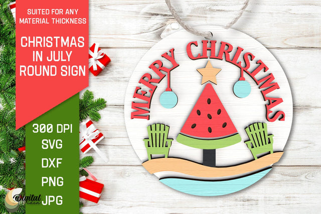 Christmas In July Round Sign Laser Cut. Christmas In July SVG SVG Evgenyia Guschina 