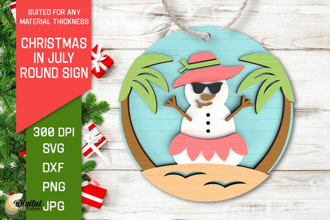 Christmas In July Round Sign Laser Cut. Christmas In July SVG SVG Evgenyia Guschina 