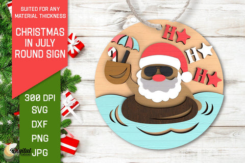 Christmas In July Round Sign Laser Cut. Christmas In July SVG SVG Evgenyia Guschina 