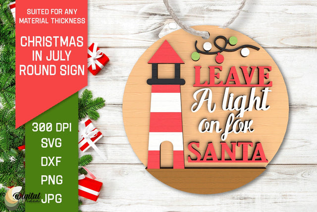 Christmas In July Round Sign Laser Cut. Christmas In July SVG SVG Evgenyia Guschina 