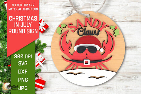 Christmas In July Round Sign Laser Cut. Christmas In July SVG SVG Evgenyia Guschina 