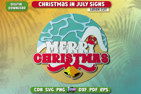 Christmas in July Signs Laser Cut Bundle | Door Sign | Porch Decorating | Summer Wall Décor | CNC Files SVG The T Store Design 