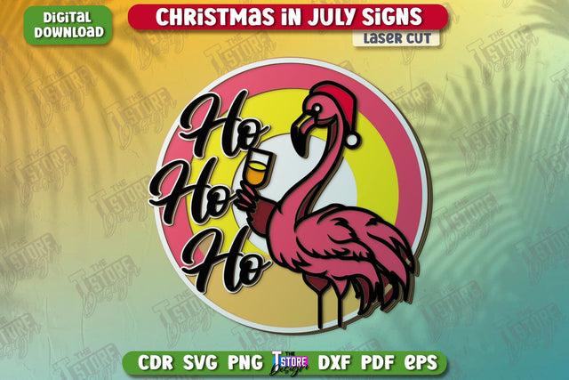 Christmas in July Signs Laser Cut | Door Sign | Porch Decorating | Summer Wall Décor | CNC File SVG The T Store Design 