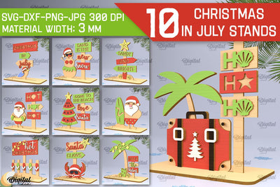 Christmas In July Stand Decor Laser Cut Bundle SVG Evgenyia Guschina 