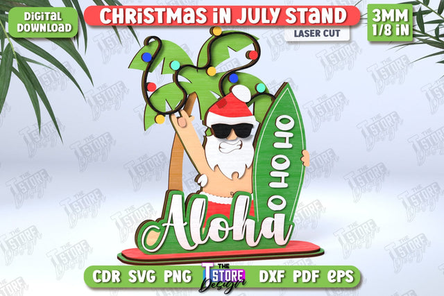 Christmas in July Stand Laser Cut | Summer Design | Summer Christmas | CNC File SVG The T Store Design 
