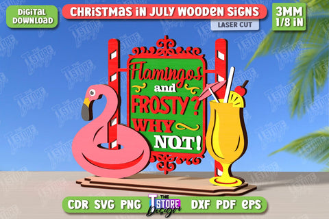 Christmas in July Stands Laser Cut Bundle | Summer Design | Summer Christmas | CNC Files SVG The T Store Design 