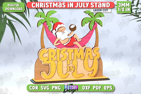 Christmas in July Stands Laser Cut Bundle | Summer Design | Summer Christmas | CNC Files SVG The T Store Design 