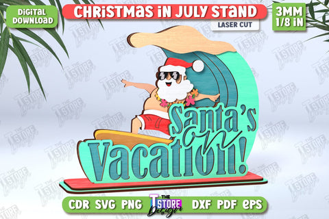Christmas in July Stands Laser Cut Bundle | Summer Design | Summer Christmas | CNC Files SVG The T Store Design 