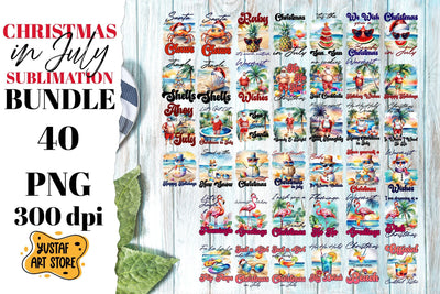 Christmas in July sublimation bundle. 40 watercolor design Sublimation Yustaf Art Store 