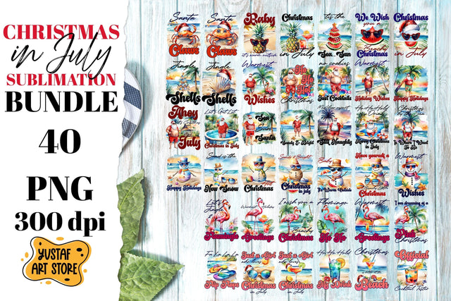 Christmas in July sublimation bundle. 40 watercolor design Sublimation Yustaf Art Store 