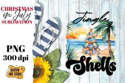 Christmas in July sublimation. Jingle shells watercolor PNG Sublimation Yustaf Art Store 