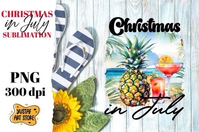 Christmas in July sublimation. Pineapple and cocktail design Sublimation Yustaf Art Store 