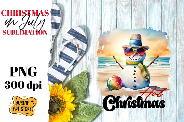 Christmas in July sublimation. Sandman on the beach Sublimation Yustaf Art Store 