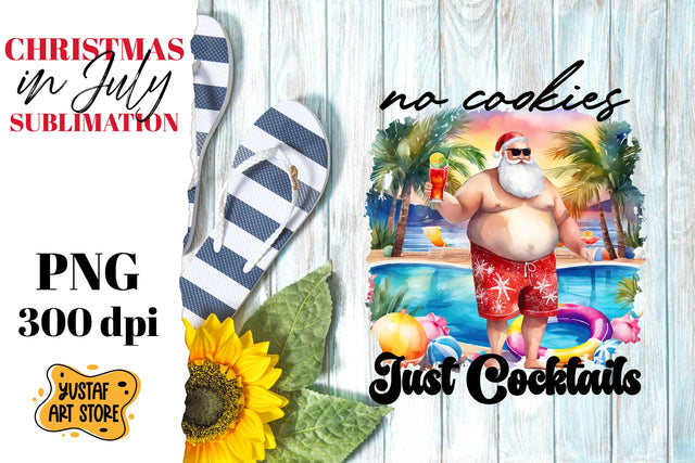 Christmas in July sublimation. Santa Claus on the beach Sublimation Yustaf Art Store 