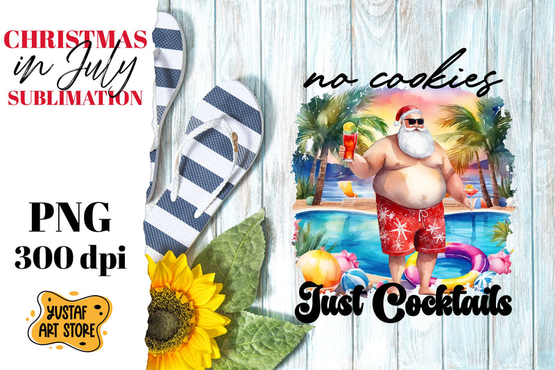 Christmas in July sublimation. Santa Claus on the beach Sublimation Yustaf Art Store 