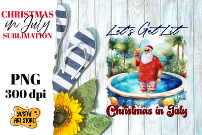 Christmas in July sublimation. Santa Claus on the beach Sublimation Yustaf Art Store 