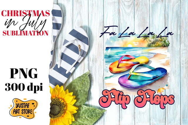 Christmas in July sublimation. Summer flip flops sublimation Sublimation Yustaf Art Store 