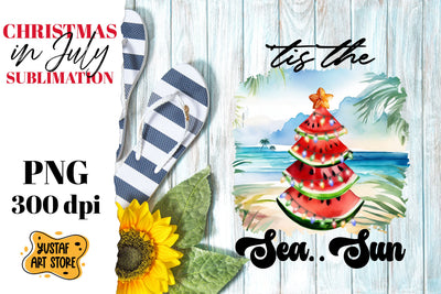 Christmas in July sublimation. Watermelon Christmas tree Sublimation Yustaf Art Store 