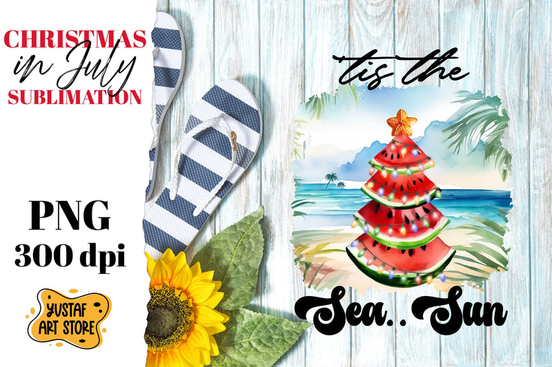Christmas in July sublimation. Watermelon Christmas tree Sublimation Yustaf Art Store 